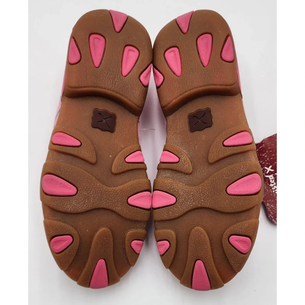 Twisted X Pink Canvas Boots Loafers Kids 1M Heart Print NWT YDM0034 EXC
